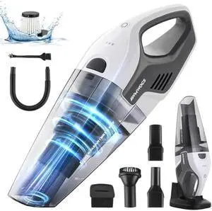 9700Pa Handheld Vacuum Cordless, 100W Portable Car Vacuum, Wet Dry Hand Held Vacuum, Lightweight Low-Noise Washable HEPA Filter Vacuum Cleaner for Car/Home/Pet/Office