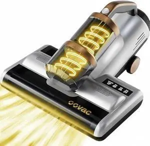 Mattress Vacuum BED CLEANER with UV-C LIGHT, 14kPa Suction, DUAL FILTERS & Dual Rollers, Furniture Handheld Vacuum Cleaner Dust Sensor, CORDED HANDHELD VACUUM for SOFA, Fabric & PET HAIR