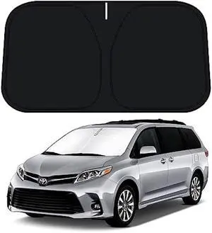 D-Lumina Windshield Sun Shade for 2011-2020 Toyo-ta Sienna Accessories, Front Window Sunshade Sun Visor Protector Block Heat UV Rays, Foldable 2 Layers 210T Material