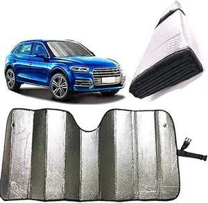 Car Windshield Sunshade-Thicken 5-Layer Bubble Block Heat and Sun UV Rays,Front Windshield Sun Shade- Keeps Your Vehicle Cool - 58 x 27.5 Inch (Sliver)