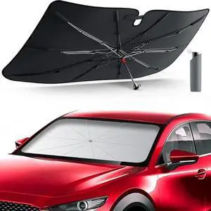 [2025 Updated] Bolamp Car Windshield Sun Shade, [Effective Keep Cool] Spring Structure Umbrella Sunshade for Automobile Windshield, Protect Cars Interior from Sun Rays, Heat Damage - Small