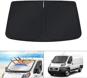 KUST Windshield Sun Shade for 2014-2025 2026 Dodge RAM ProMaster Accessories Full Size Cargo Van Chassis Cab Cutaway Window Van Sunshade Foldable Sun Visor Protector Blocks UV Rays Keep Car Cooler