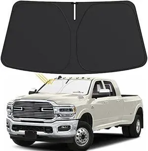 Car Windshield Sun Shade - Motomate Custom for Dodge Ram 2500 3500 2010-2023 [4 Layers Nano Coating] Foldable Car Sun Visor for UV Rays and Sun Heat Protection, Dodge Ram 2500 3500 Accessories