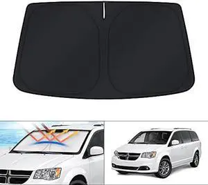 KUST Windshield Sun Shade for Dodge Caravan Mini Van 2008-2018 2019 2020 (NOT for Dodge Grand Caravan) Window Accessories Sunshade Sun Visor Protector Foldable Block UV Rays