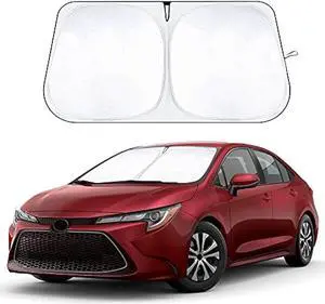 EcoNour Windshield Sunshade Compatible for Toyota Corolla 2019-2025 Car-240T Polyester Material Car Sun Visor-Reflector Blocks UV Rays-Foldable Sunshade Interior Protection-Toyota Corolla Accessories