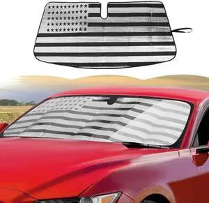 RT-TCZ Windshield Sunshade Sun Shade Heat Shield Window Sun Visor Mat for Ford Mustang 2015-2024,US Flag