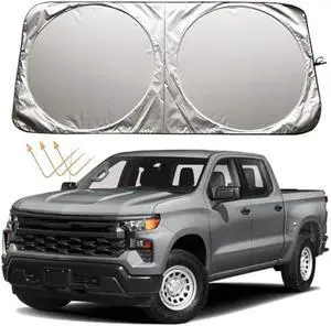 XHRING Windshield Sun Shade for Chevy Chevrolet Silverado 1500 2500 HD 3500 HD Colorado Trail Boss Custom WT LT LTZ RST Z71 ZR2 Crew Double Cab Accessories Car Window Sunshade Shield Visor