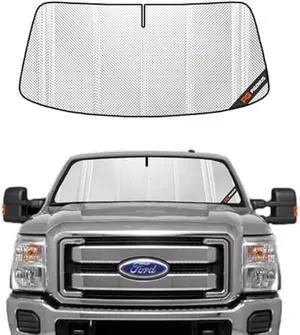 Windshield Sun Shade for Ford F250/F350 2008-2016. Full Coverage Rearview Mirror Shade for Ultimate Protection
