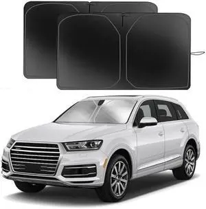 Kairiyard 2Pcs Car Windshield Sun Shade, 240T Thickened Foldable Sun Shade for Car Windshield Blocks Sun, Heat, Keep Vehicle Interior Cool (57.09x 31.5inch)