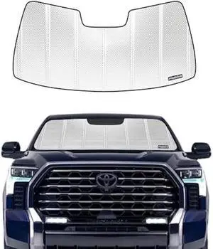 Windshield Sun Shade for Toyota Tundra 2022-2025. Reflective Aluminum Film Front Window Sunshade - BLAZBLOCK