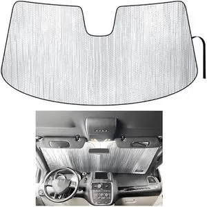 YelloPro Custom Fit Reflective Front Windshield Sunshade Accessories for 2011 2012 2013 2014 2015 2016 2017 2018 2019 2020 Dodge Grand Caravan Minivan, Express Mainstreet Crew AVP RT SE SXT