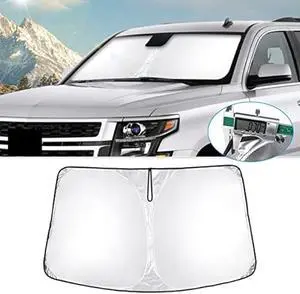 T TGBROS Windshield Sun Shade for Chevrolet Tahoe/GMC Yukon 2015-2020 Front Window Sunshade Sun Shield Foldable Sun Visor Cover for Chevy Tahoe/Yukon Accessories Block Heat and Sun Protection
