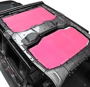 JeCar JLU Sun Shade Mesh Sunshade Provides UV Sun Protection Exterior Accessories Compatible with Jeep Wrangler 2018-2024 JL Unlimited 4 Door Front & Rear, Pink