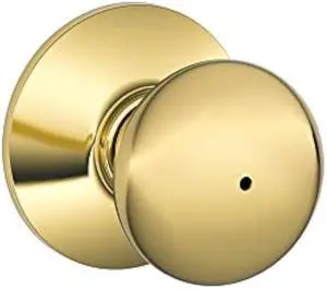 Schlage F40 V PLY 605 Plymouth Door Knob, Bed & Bath Privacy Lock, Bright Brass