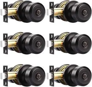 Probrico Oil Rubbed Bronze Door Knob Without Key Privacy Door Knob Bedroom/Bathroom Door Knobs Interior Keyless Door Knobs 6 Pack