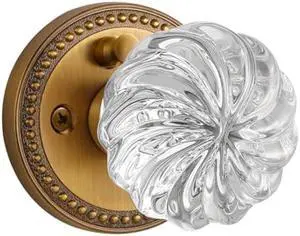 1 Pack Crystal Knobs Antique Brass Door Knob Interior Privacy Door Knob for Bedroom and Bathroom Glass Door Knob