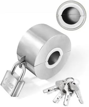 Upgraded Door Knob Lock Out Device, Locking Cover, Handle Locker Child Proof, Kid Elder Safety Locks Prevents Turning of Door Knob, Doorknob Faucet Valve Gas Stove Security Devices with Padlock Key