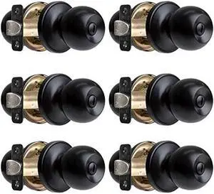 Ilyapa Privacy Black Interior Locking Door Knobs for Interior Doors- Ball Style Matte Black Door Knobs with Lock, Interior Keyless Privacy- Keyless Locking Knob
