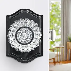 Glass Door Knobs, Crystal Door Knobs with Lock for Privacy Use, Black Glass Crystal Door Knobs Interior for Bedroom Bathroom, Vintage Crystal Glass Door Knob