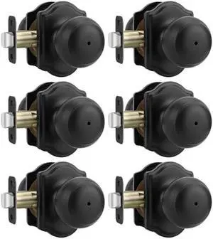 Haidms Black Door Knobs Interior, Privacy Interior Door knobs for Bedroom, Matte Black Indoor Doorknobs for Bathroom (6 Pack)