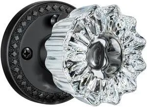 Glass Door Knobs, Matte Black Glass Door Knobs Interior with Lock for Privacy Use, Vintage Crystal Door Knobs for Bathroom Bedroom Interior Door, 1 Pack