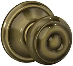 Schlage F10 GEO 609 Georgian Door Knob, Hall & Closet Passage Lock, Antique Brass