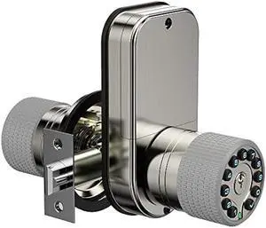 Double Sided Keypad Door Knob with Dual Cylinders and Key Alike, iuknob Keyless Entry Smart Door Lock for Entrance, Fence, Gate, Swimming Pool,Waterproof and Weatherproof for Outdoor & Interior Door.