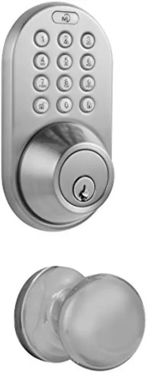 MiLocks DFK-02SN Electronic Touchpad Entry Keyless Deadbolt and Passage Knob Combo, Satin Nickel