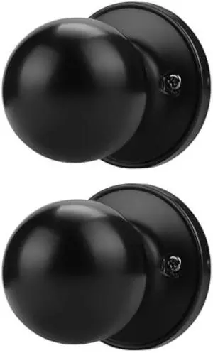 Probrico 2 Pack Black Dummy Door Knobs, Half Dummy Door Handles, Single Side Dummy Door Knobs, Inside Door Handle Knobs, No Lock Door Knobs, Keyless Door Handles