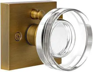 coolnews Crystal Door Knobs Antique Brass Door Knob Interior Privacy Door Knobs with Lock, Glass Door Knob Antique Door Handle for Bedroom and Bathroom