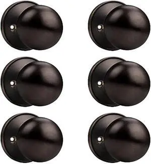 Probrico Classic Style Oil Rubbed Bronze Finish Dummy Handles Ball Style Door Knobs Lockset, 6 Pack