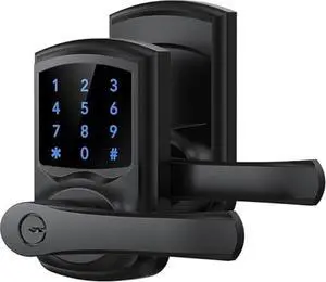 Signstek Keyless Entry Door Lock with Handle, Digital Keypad Door Knob, Smart Electronic Lock with Code, Touchscreen, Auto-Locking, Matte Black