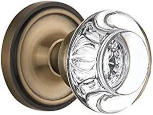 Nostalgic Warehouse Classic Rosette Round Clear Crystal Door Knob