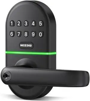 Smart Keypad Door Lock with Handle: NICE DIGI Keyless Entry Digital Lock for Front/Interior Door, Electronic Code Knob, Easy Installation