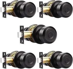 Probrico Oil Rubbed Bronze Door Knob Passage Door Knobs No Lock Closet Hallway Door Knobs Interior Door Knobs No-Locking 5 Pack