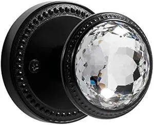 1 Pack Black Door Knobs Crystal Door Knob Passage Door Knob for Hall and Closet Glass Matte Black Zinc Alloy