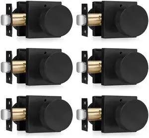 Haidms Matte Black Door Knobs Interior Privacy, Heavy Duty Square Black Interior Door Knobs for Bedroom, Zinc Alloy Privacy Door Knob Bathroom (6 Pack)