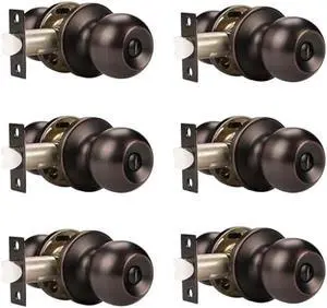 Probrico Oil Rubbed Bronze Door Knobs Interior, Bedroom Door Locks, Privacy Door Locksets, 6 Pack