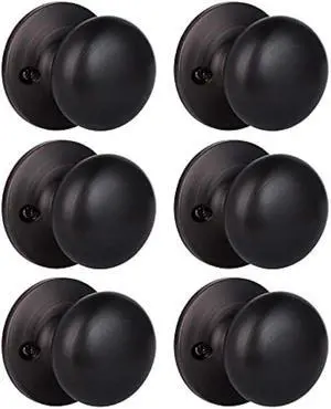 KNOBWELL 6 Pack Bronze Closet Door Knobs Dummy Door Knob, Individual Dummy Door Knob Single Side, Oil Rubbed Bronze Interior Door Knobs, Easy Installation