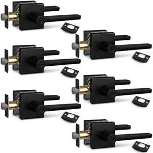 (6Pack) Bed/Bath Room Door Lever for Privacy Bathroom and Interior Door Door Lock Handle in Aged Matt Black, HD1601-DB-BK-6P