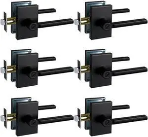 NEWBANG Long Plate Bed and Bath Room Door Lever for Privacy Bathroom and Interior Door Heavy Duty Door Lock Handle in Matte Black FinishMDC894-DB-BK-6P