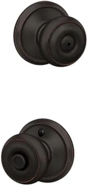 Schlage F40 GEO 716 Georgian Door Knob, Bed & Bath Privacy Lock, Aged Bronze