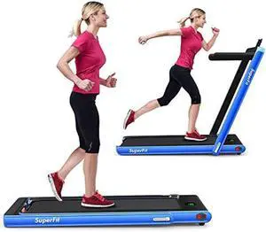 GYMAX Walking Pad, 2.25HP Foldable Treadmill with Smart App & Remote Control, Bluetooth LED Monitor, Small Spaces Compact Running Machine, Folding Portable Under Desk Treadmill for Home Office