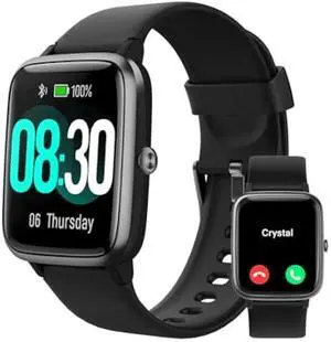 GRV Smart Watch for iOS and Android Phones (Answer/Make Calls), Watches for Men Women IP68 Waterproof Smartwatch Fitness Tracker Watch with Heart Rate/Sleep Monitor Steps Calories Counter (Black)