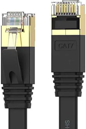 Cat 7 Ethernet Cable 100 ft High Speed 10Gbps 600MHz, Shielded Long Ethernet Cord, LAN Cable with RJ45, Flat Internet Network Patch Cord, Fast LAN Wire for Gaming, PS5/4/3, Xbox, Modem, Router