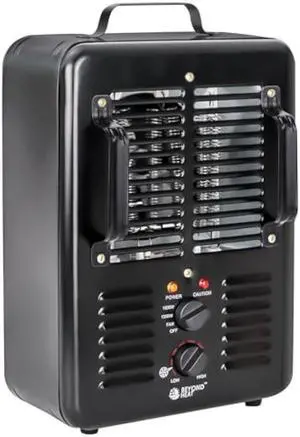 Milkhouse Space Heater, 1300W/1500W Electric Heater with Thermostat, 3 Heat Settings, Safe and Quiet for Home Garage Workshop Warehouse, Black