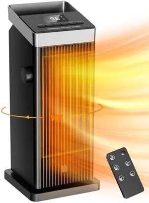 BREEZOME Space Heater, 1500W Fast Heating Heater for Indoor Use, Portable Ceramic Electric Heaters for Home with Thermostat, 90° Oscillating, Remote