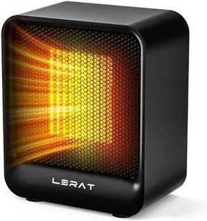 Lerat Electric Space Heater, Small Heater for Indoor Use, 500W PTC Fast Heating Portable Heaters, Overheating & Tip-Over Protection, Mini Personal Heater for Office Desk Camping, Black