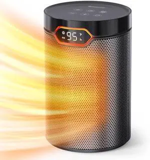 BREEZOME Space Heater, Portable Electric Heaters for Indoor Use with Thermostat & 24H Timer, 1500W PTC Ceramic Quiet Fast Heating Desk Heater, Safety Room Heaters for Home Bedroom Office