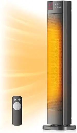 PELONIS 30 Ceramic Tower Space Heater with Adjustable Thermostat for Large Room, 75° Oscillation, Remote Control & 12H Timer, Tip-Over Switch & Overheating Protection, 1500W, PHF15RSAPH30, Black PELONIS 30 Ceramic Tower Space Heater with Adjustable Thermostat for Large Room, 75° Oscillation, Remote Control & 12H Timer, Tip-Over Switch & Overheating Protection, 1500W, PHF15RSAPH30, Black